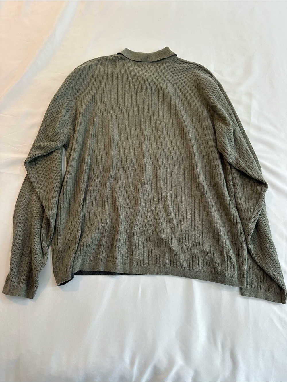 Eddie Bauer Olive Ribbed Long-Sleeve Polo - Picture 4 of 4